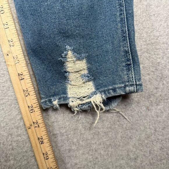 Hollister Womens Size 9 High Rise Mom Denim Jeans Blue Stretch Distressed - Picture 3 of 7